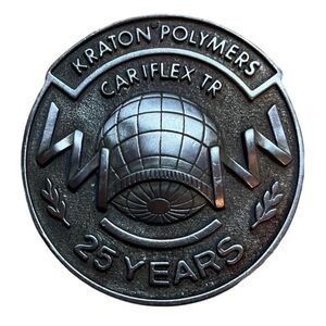 Kraton Polymers Belt Buckle Cariflex 25 Yr Service Metal Collectible Worker